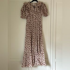 Doen Marietta Dress in Burgundy Songbird Toile